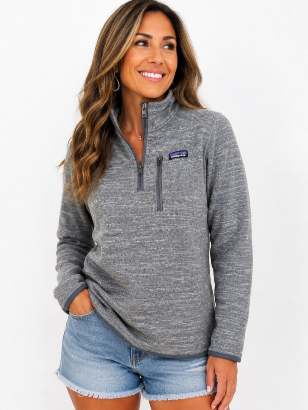 Patagonia Better Sweater 1/4 Zip Fleece Pullover Gray Women's Size Small Outdoor